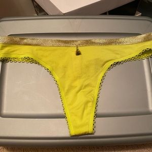COPY - Mustard green and gold thong.